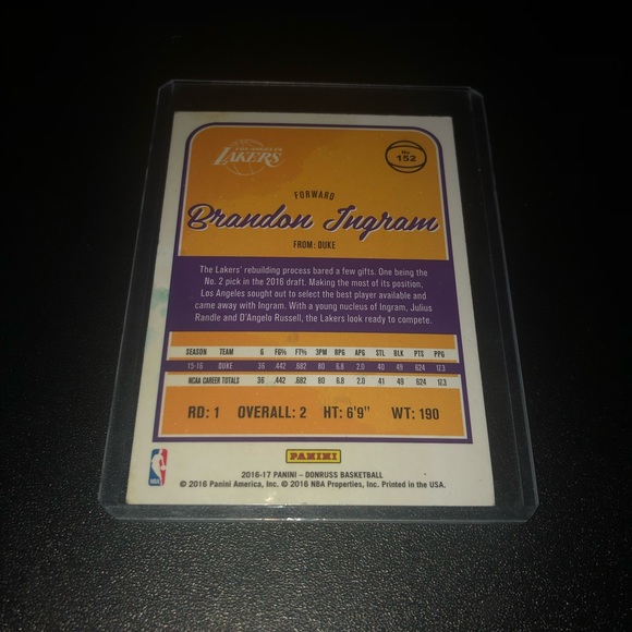 Brandon Ingram Donruss Rated Rookie Basketbal Card - Picture 2 of 5